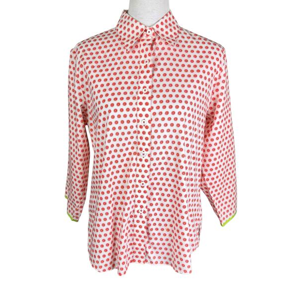 Foxcroft Orange Fruit Novelty Print Shaped Fit Wrinkle Free Button Up Shirt - Picture 1 of 13